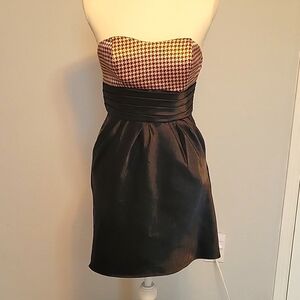 Cinderella Divine Strapless Houndstooth & Black Dress with Pockets, Size M